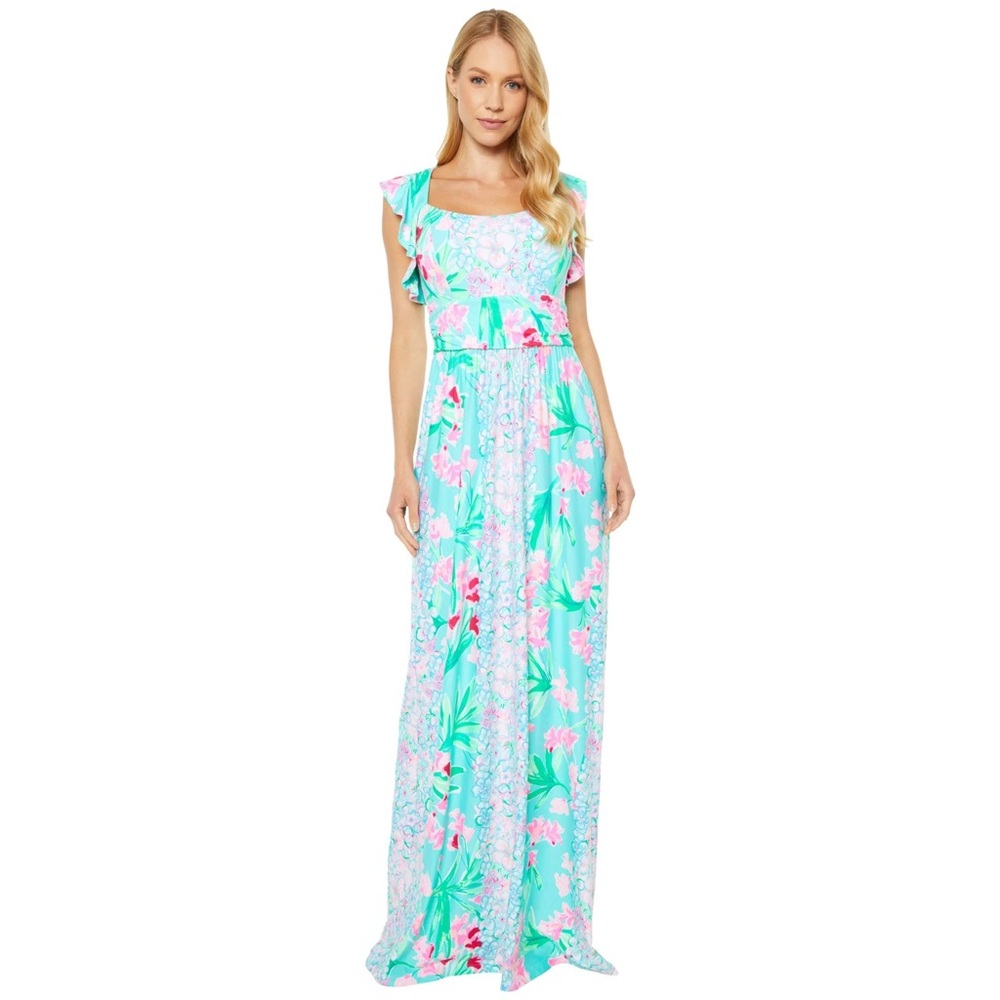 NWT Lilly Pulitzer Cristal Maxi Dress in  "Aqua Al Fresco"
